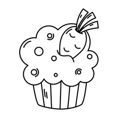 Easter cupcake with bunny ears drawing	