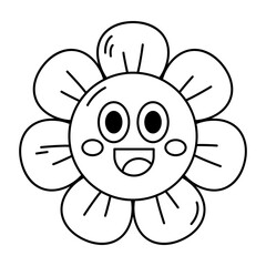 Obraz premium daisy chamomile set line smiling face icon.