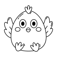 Chicken bird head face line icon doodle linear.