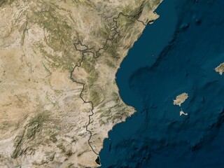 Comunidad Valenciana, Spain. Low-res satellite. No legend