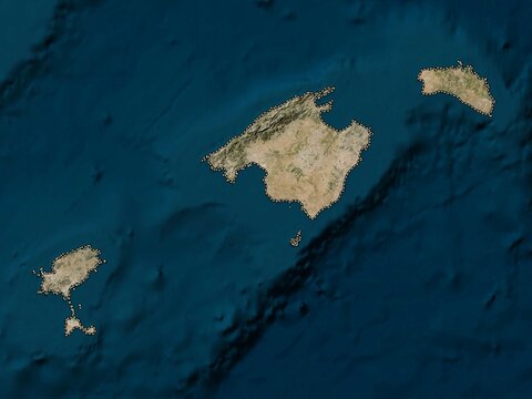 Islas Baleares, Spain. Low-res satellite. No legend