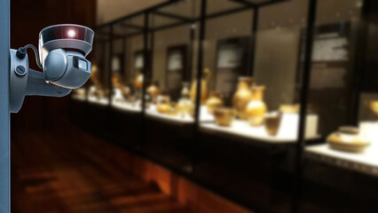 CCTV Camera Operating inside an art gallery or museum.