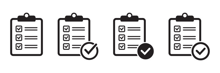 Clipboard with mark icon in flat style isolated on background. Checklist sign symbol for web site and app design.