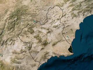 Region de Murcia, Spain. Low-res satellite. No legend