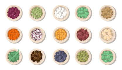 Pulses or legumes colored images. Natural organic beans. Vegetarian