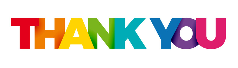 The word Thank you. Vector banner and logo with colorful text - 575894362