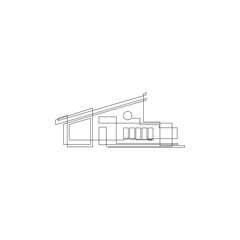 continuous line drawing of house concept  logo  symbol  construction  vector illustration simple.