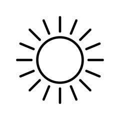 Sun black icon. Simple vector stylized glyph isolated on white background.