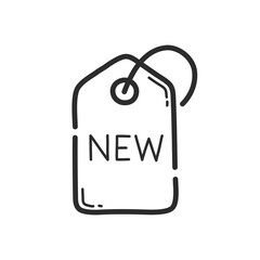 Tag of a new product icon. Hand drawing design style. Vector.