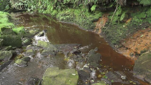 Iron Ochre naturally leaching from Iron deposits near Rosedale in the North York Moors