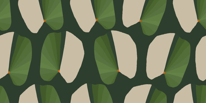 Fototapeta Hand drawn minimal abstract leaves pattern. Collage contemporary print. Fashionable template for design.