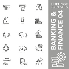 Thin line icon set of banking, business and financial symbols