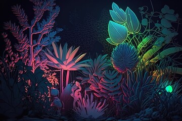 A Neon Garden of Botanical Revelations Generative AI