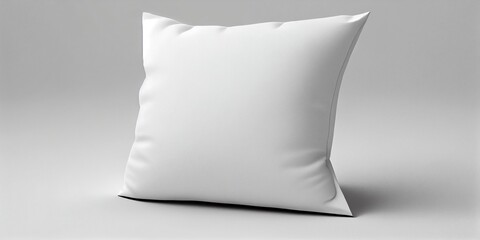 Mockup of a white pillow blank. White Pillow, on a white background. Mockup of pillow, for text, signature, label, brand. For product mockups, package design mockup, blank template. Generative AI