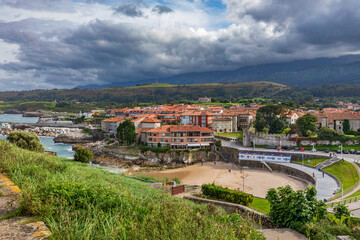 Fototapeta na wymiar Panorama of the ancient city of Llanes, Spain