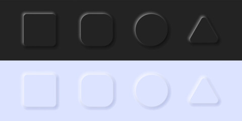 Vector 3D neumorphic user interface button icon set illustration