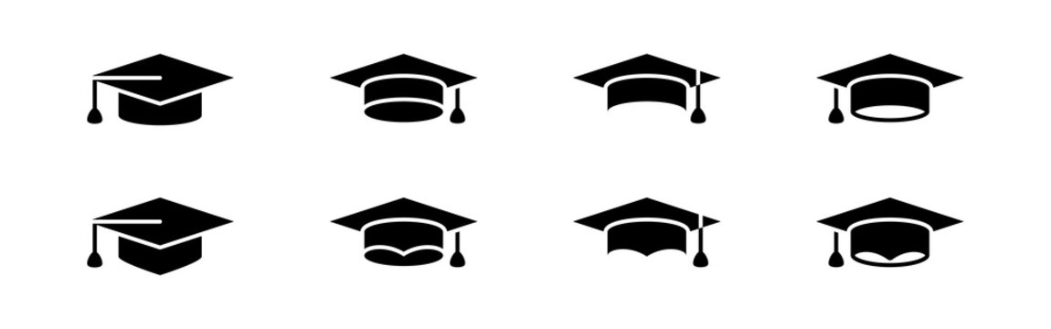 Vector Graduation cap icon set illustration