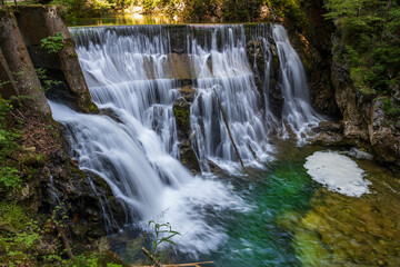 Fototapeta na wymiar Waterfall In Vintgar Gorge, Slovenia