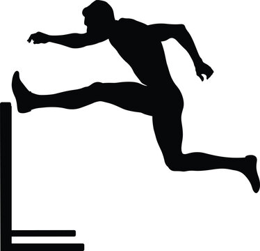 recommend clip art: men athlete runner run hurdles attack black silhouette