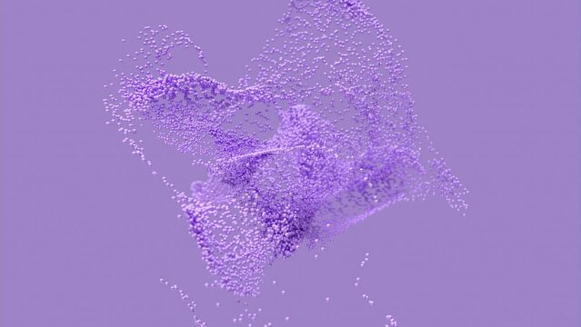 Abstract background. Spheres 3d rendering. Minimal design. Contemporary art. 4k Video. Particles cloud. Motion Graphics. Purple color.