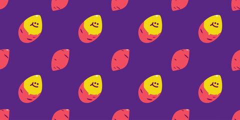 Roasted sweet potato. Sweet Potato pattern wallpaper. sweet potato symbol vector.	
