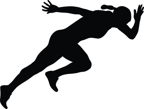 recommend clip art: start running sprint female athlete black silhouette