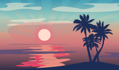 beach scene vector illustration