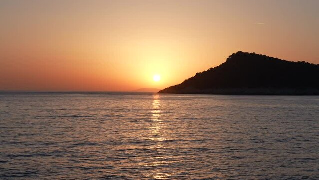 Sun settting above ocean from Lastovo island, Croatia