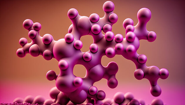 Molecule In Pink, Fantasy Molecule In Pink. Generative AI