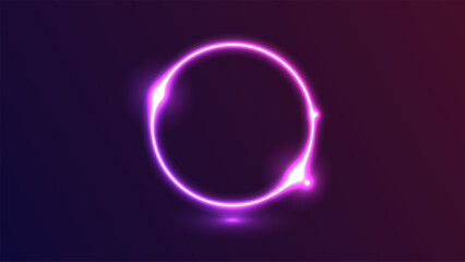 Abstract cosmic dynamic color circle background with glowing neon lighting on dark background