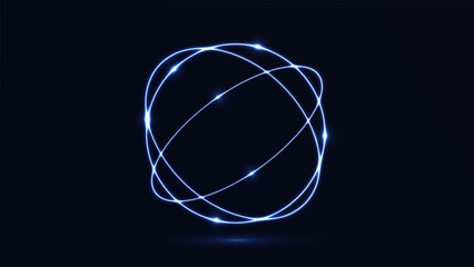 Abstract cosmic dynamic color circle background with glowing neon lighting on dark background