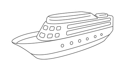 Illustration of cruise ship. Icon of transportation. Business or industrial image.