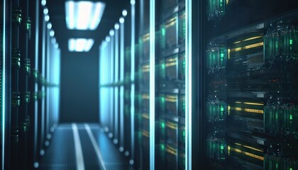 Fototapeta premium Network server room. Based on Generative AI