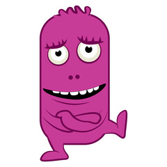 Cartoon pink monster. Halloween illustration of monster. Baby sticker
