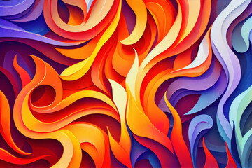 Red and blue fire background, burning hot and cold flames watercolor illustration banner, created with Generative AI technology - 575906300