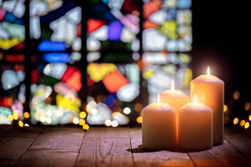 Candles in a church background - 575906964