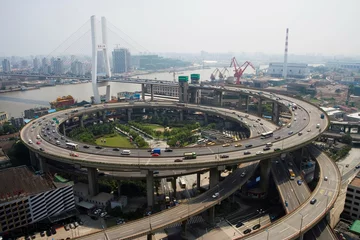 Verduisterende rolgordijnen zonder boren Nanpubrug Shanghai,the Nanpu Bridge