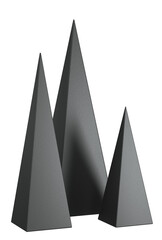 Black pyramids logo. Home decor and accents. Home decorative accessories. Isolated interior object. 3d rendering