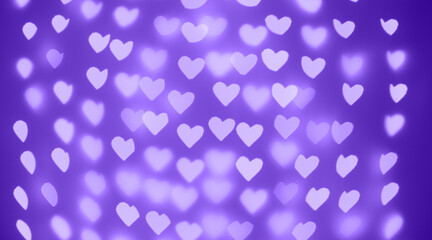 beautiful hearts made of lights on a blurred background