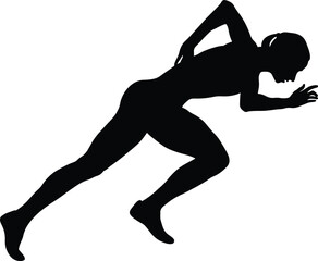 start running girl athlete black silhouette