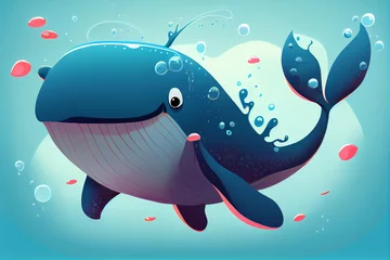 Foto op Plexiglas Portrait of a cute little whale. AI generated © StockMediaProduction