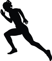 girl sprinter runner running black silhouette