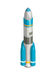 Mars Rocket Isometric Composition