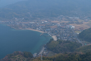 日本　山口県の周防大島の飯の山の展望台から見える景色