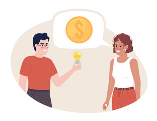 Seeking investment opportunities flat concept vector spot illustration. Editable 2D cartoon characters on white for web design. Small business support creative idea for website, mobile, magazine