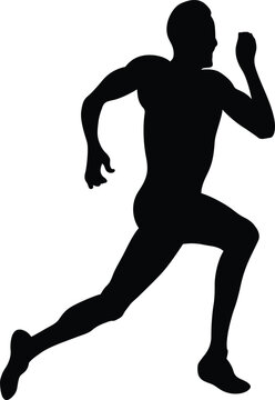 recommend clip art: male athlete running sprint race black silhouette