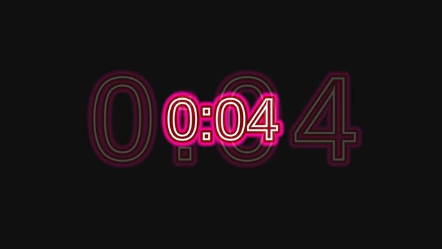 10 number countdown motion graphic video with alpha channel with neon style