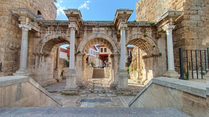 Fototapeta premium The Emperor Hadrian's gate in Antalya, Turkey