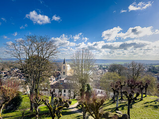 Street view of old village Montfort, France.