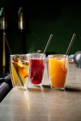 cocktail with red berries and fruits